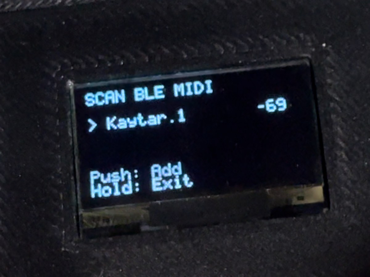 OLEDの表示:SCAN BLE MIDI